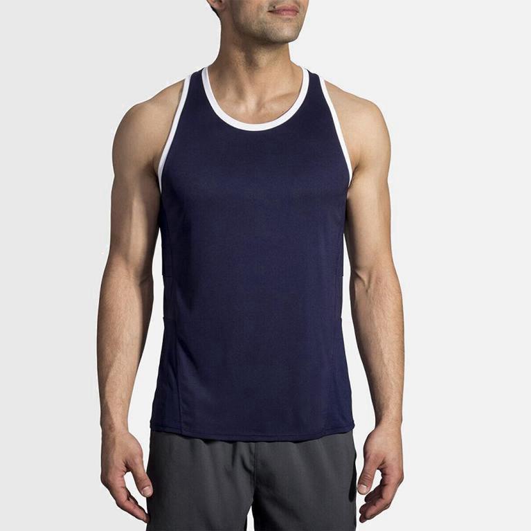 Brooks Stealth Men's Running Tank Top UK Discount - Blue (NAELD2875)